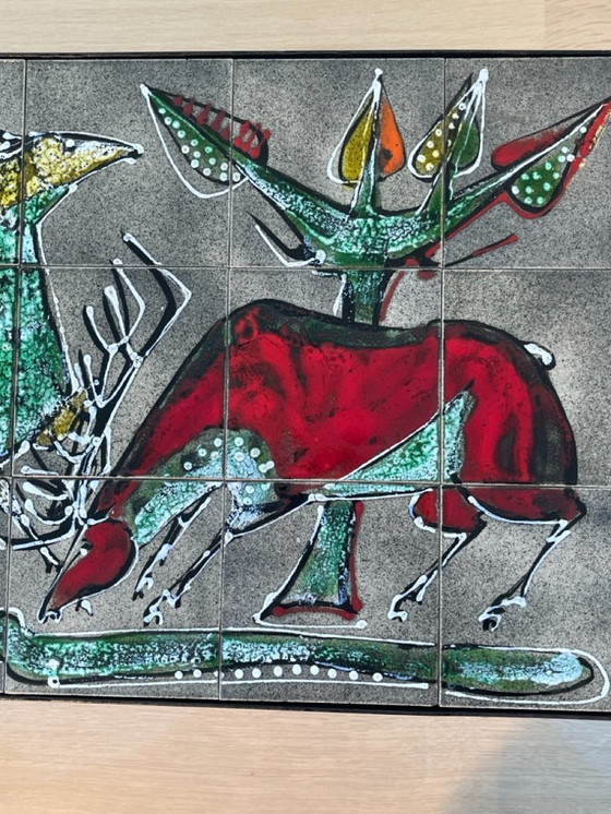 Image 1 of Vintage French coffee table from the Fifties with ceramic tiles