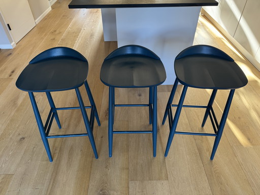 3x sgabello di design Ercol in blu