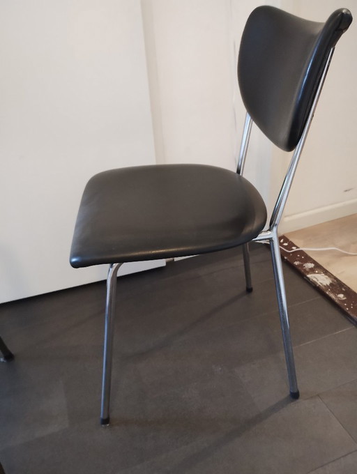 Vintage De Wit (desk) chair, chrome frame, black upholstery – bureaustoelen, Metal (photo 2 of 5)