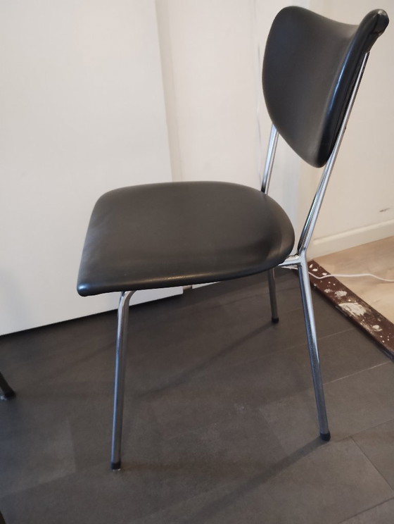 Vintage De Wit (desk) chair, chrome frame, black upholstery – Office chairs, Metal (photo 2 of 5)