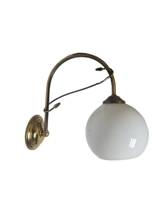 Applique murale Art Déco, Pologne, années 1950 – wandlampen, Glass, Brass