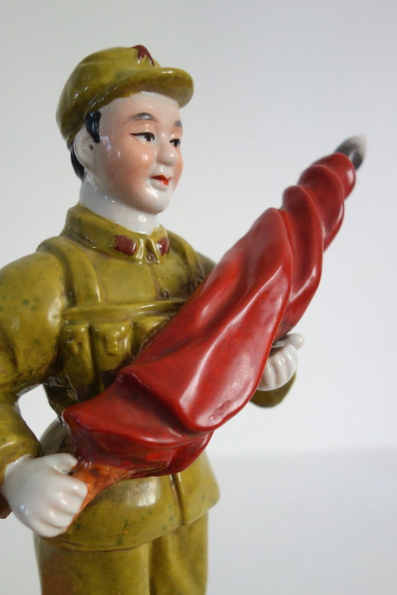 Image 1 of Chinese Porcelain Biscuit Soldier Figurine Statue - Cultural Revolution #3