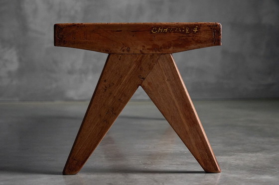 Image 1 of Panca in teak massello con doghe di Pierre Jeanneret, India, anni '50