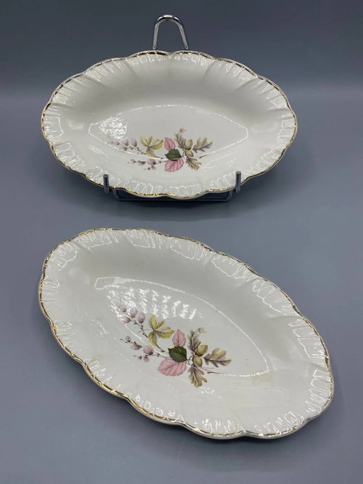 2 Digoin and Sarreguemines Oval Relish Dishes, Vigny Pattern, French Faience, 1950s – decoratieve objecten