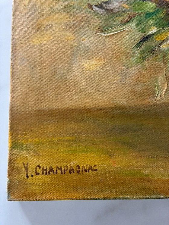 Image 1 of Tableau ancien huile sur toile bouquet de fleurs