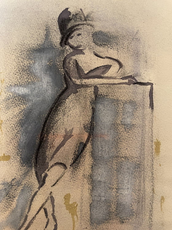 Image 1 of Fashion Sketch Female Portrait "Hat