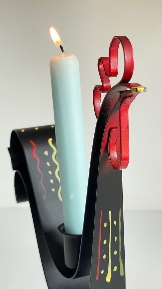 Image 1 of Vintage Swedish Rooster Shaped Metal Candlestick