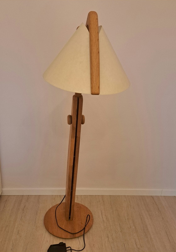 DOMUS 6703 – Zeldzame verstelbare eikenhouten vloerlamp | Vintage Duits design – Vloerlampen, Paper, Wood (photo 5 of 14)