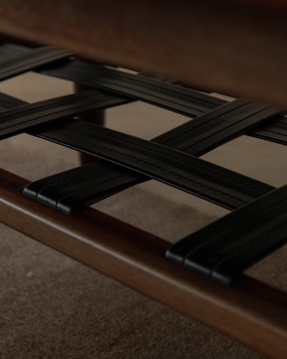 Image 1 of Vintage Rosewood Coffee Table With Leather Magazine Shelf by Topform, Mid-Century Dutch Design, 1960s