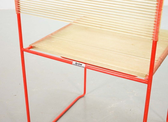 Image 1 of Einzelner minimalistischer, leuchtend roter italienischer Flyline „Spaghetti“-Beistellstuhl von Giandomenico Bellotti, Italien, 