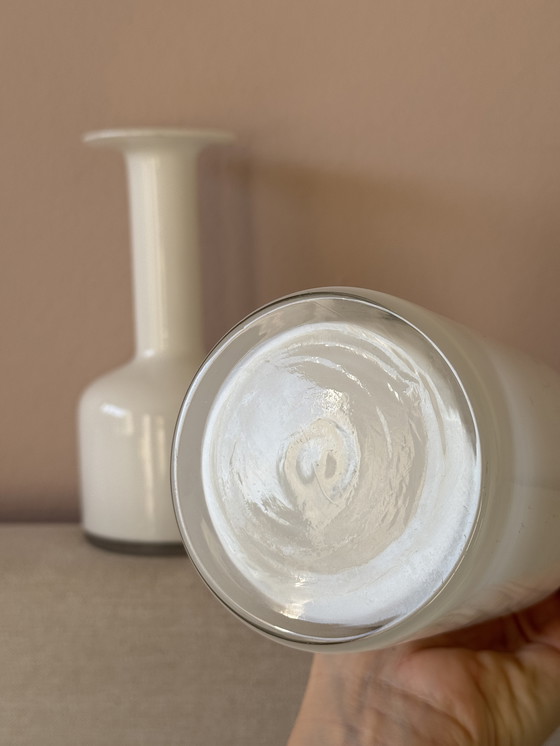 Image 1 of Set of vintage Danish opaline glass vases Otto Brauer style