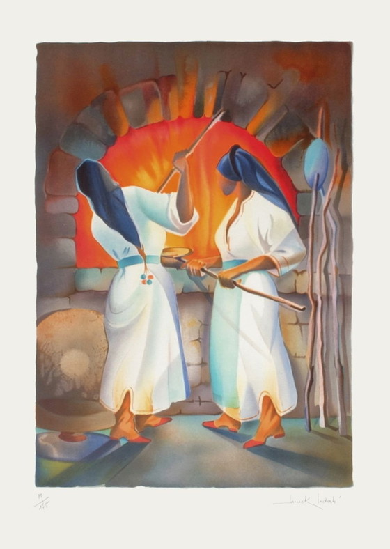 Image 1 of Janick LEDERLE Femmes de Mykonos Litografia firmata 1990