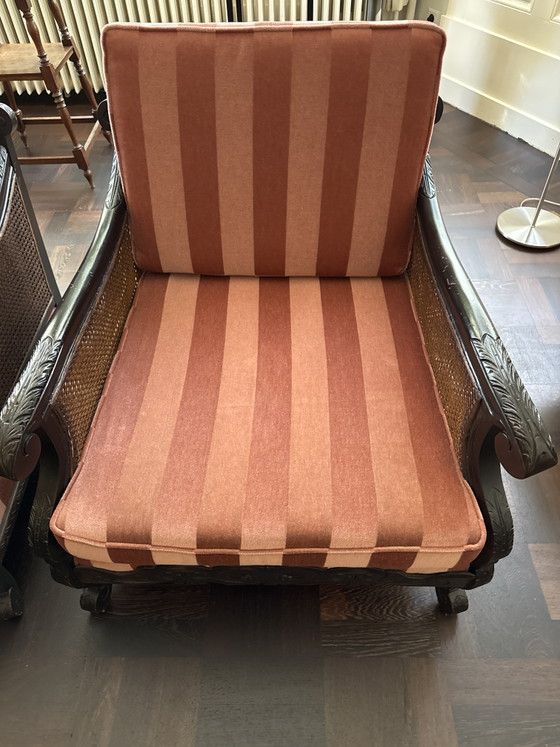 2 fauteuils Pander vintage restaurés – Rattan, Velvet (photo 4 of 8)