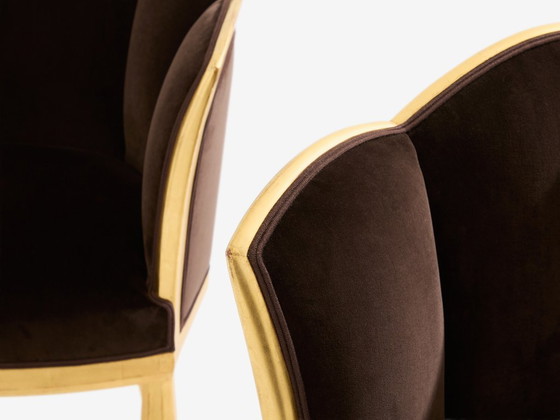 Image 1 of Poltrone in velluto marrone dorato di Maurice Dufrène, circa 1925