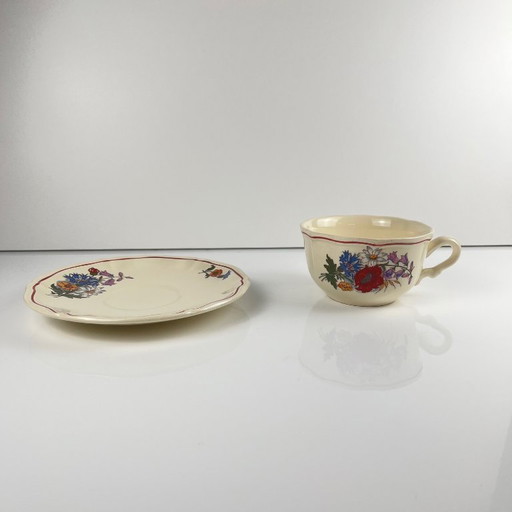 Breakfast cup and saucer, "Agreste", Sarreguemines, 1960