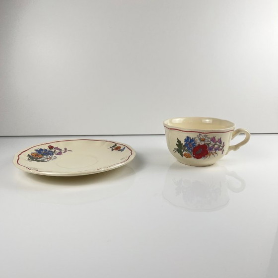 Image 1 of Breakfast cup and saucer, "Agreste", Sarreguemines, 1960