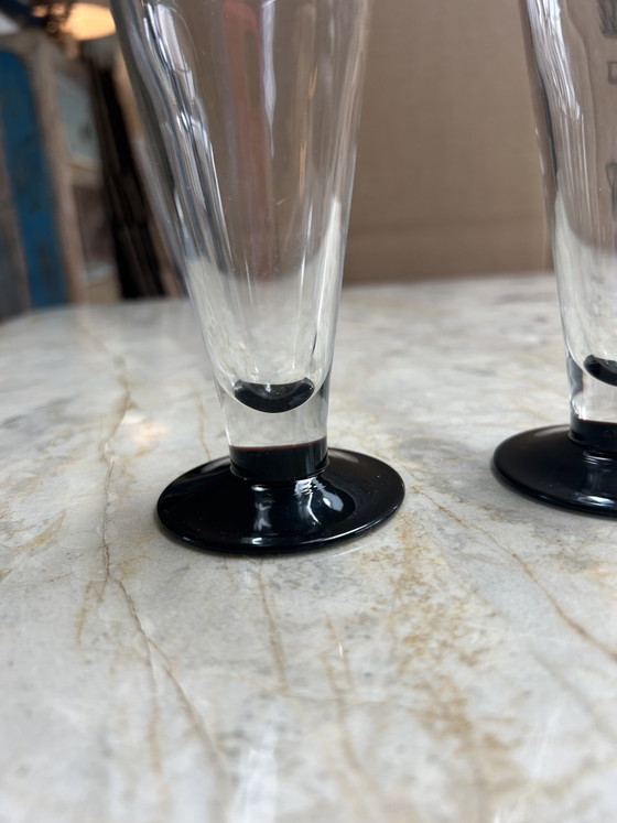 Image 1 of Bicchieri vintage Luminarc con base nera (set da 4)
