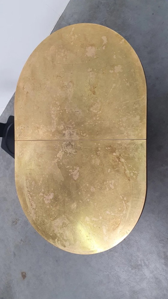 Image 1 of Large brass design table oval modular - raw steel wabi sabi