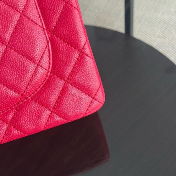 Image 1 of Borsa Chanel Classic Flap Jumbo - Caviar 30cm Single Flap Trapuntata Rosa Rosso Argento Hardware Serie 12