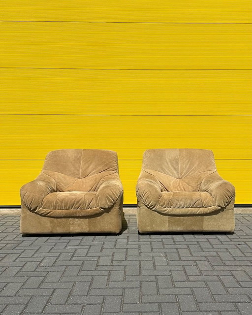 Set Vintage Wildleder Lounge Sessel – 70er Jahre