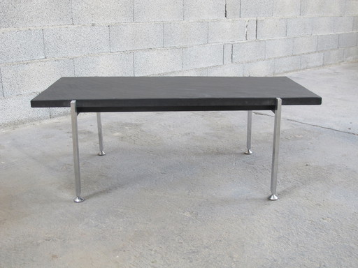 50's Leisteen en Chroom Stalen Salontafel Frankrijk