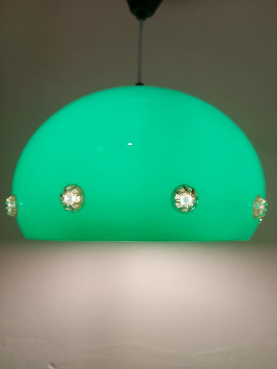 Image 1 of Lampada a sospensione verde in stile Space Age, lampada a forma di UFO, anni '70