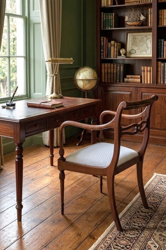 Antique Directoire style solid wood Armchair - openwork frame and saber legs, Cotton, Beige (photo 15 of 15)
