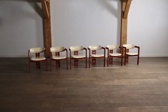 Set van 6 Augusto Savini Pamplona-stoelen voor Pozzi, Italië, 1965 – Eetkamerstoelen, Wood (photo 3 of 18)