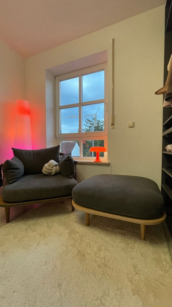 Image 1 of &Tradition Fly SC1 Lounge Chair + SC9   – Smoked Oak, Dark Grey 