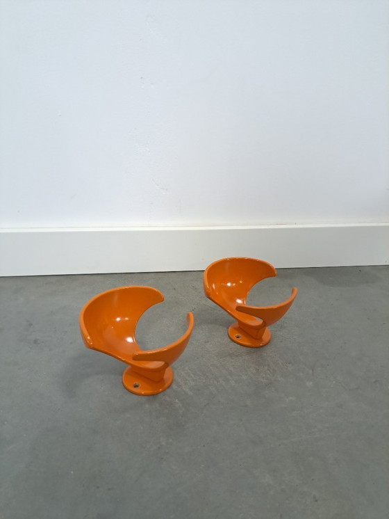 Image 1 of Set of 2 space age orange hooks, wall hook, coat rack