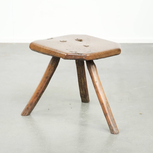 Unique and original antique English farmhouse stool/side/coffee table from the 17th century