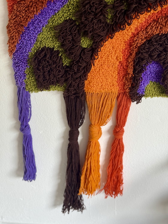 Image 1 of Vintage seventies geknoopt wandkleed 
