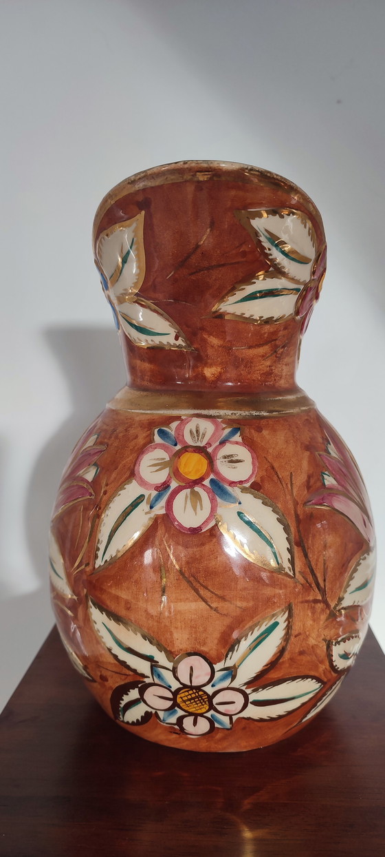Image 1 of Brocca in ceramica decorata a mano d'epoca