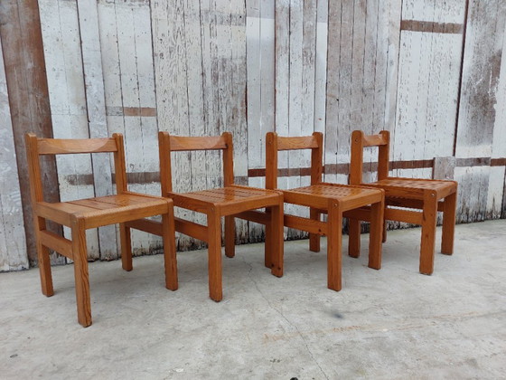 Image 1 of Minimalistische Holzstühle, 1970er Jahre, Satz von 4