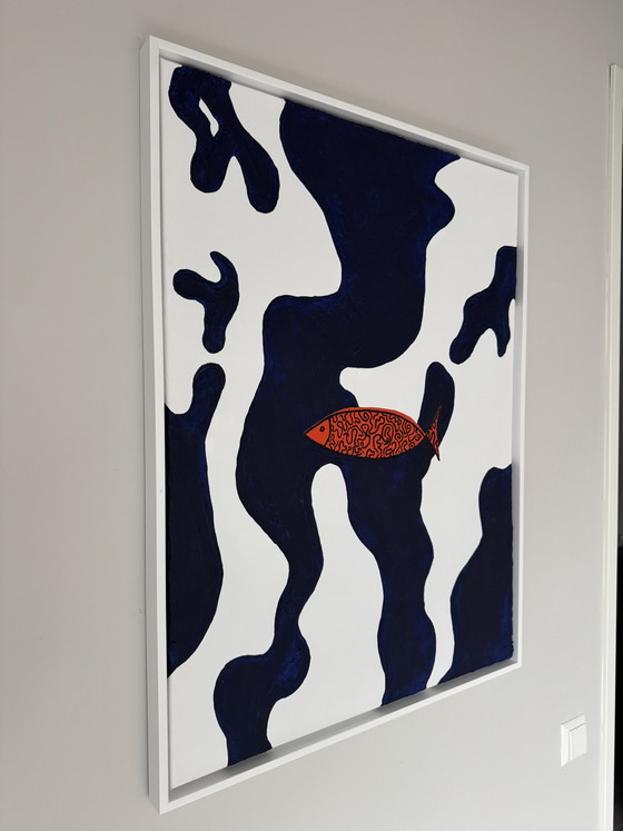 Poisson & Bleu — 60x80 Cm | Unique Abstract Painting – Paintings & Drawings, Canvas, Wood (photo 3 of 5)