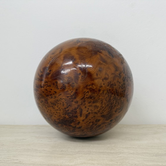 Image 1 of Large antique burl wood ball decorative wooden ball