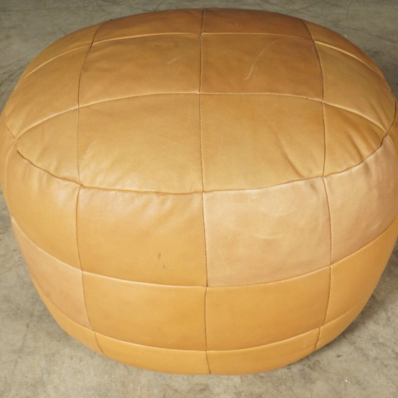 Image 1 of Vintage leather patchwork pouf – 1970s
