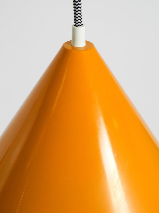 Image 1 of Original 1970s orange metal pendant lamp by Louis Poulsen model Billiard