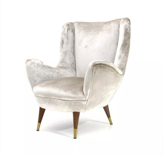 Image 1 of Ensemble chaise longue et tabouret de pied italien Mid Century