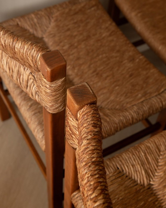 French Mid-Century Wood and Rush Dining Chairs, 1960s, Set of 6, Beige (photo 15 of 22)