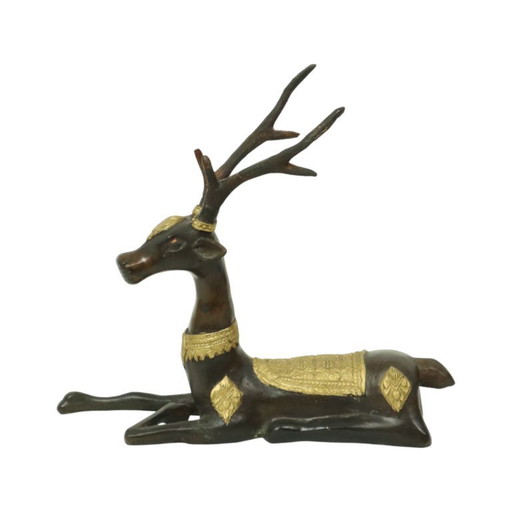 Vintage Bronze Statue of a Reclining Deer