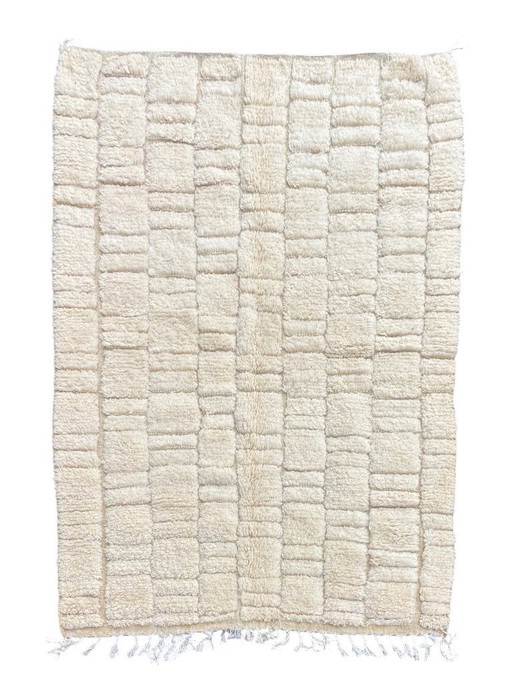 Marokkanischer Mrirt-Wollteppich 180 x 260 cm – Handgeknüpfter elfenbeinfarbener Berberteppich – (photo 2 of 10)