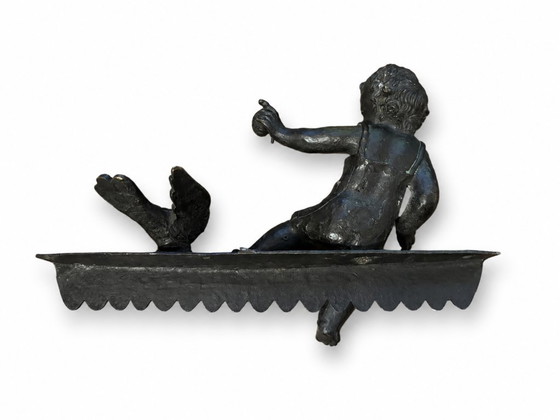 Paar putti met vogels in gebronsd brons, Beeldhouwkunst, Zwart (foto 4 van 10)