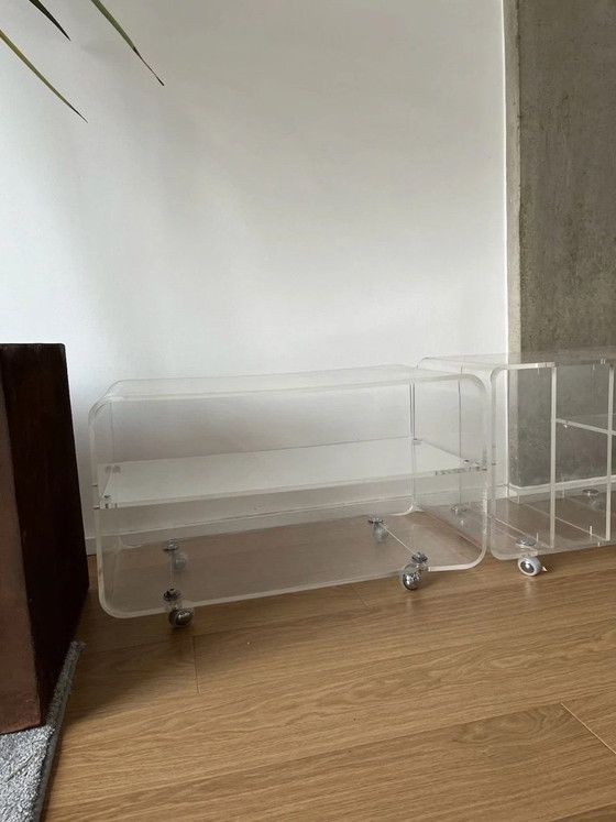 Image 1 of Set di trolley in acrilico e plexiglass - Anni '70