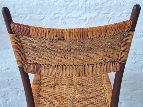 Image 1 of Set of 4 Teak Dining Chairs with Patinated Cane Seats and Backs after Gio Ponti, Italy 1950s