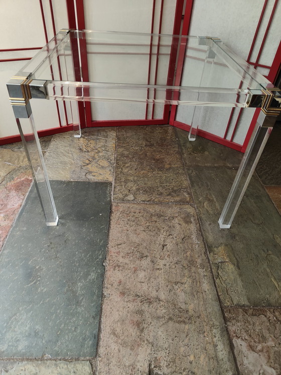 Image 1 of Quadratischer Salontisch aus Acrylplexiglas mit Glasplatte