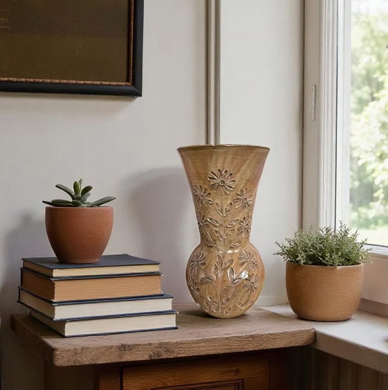 Image 1 of Ceramic vase with floral relief