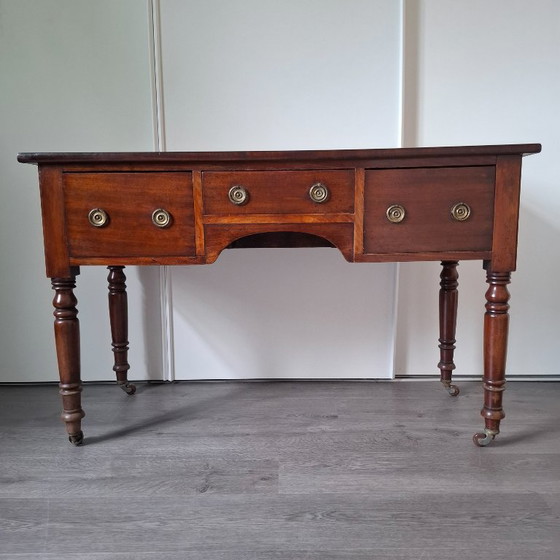 Antieke Mahoniehouten Schrijftafel of Bureau – Wood, Brass (photo 3 of 9)