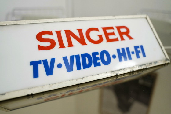 Image 1 of Vintage Singer TV-Video-Hi-Fi Illuminated Store Sign - 1960s Collectible Display