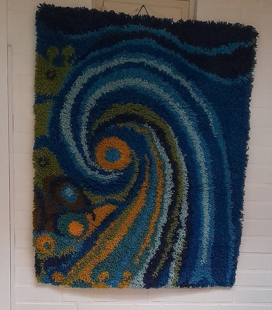 Image 1 of 70er Jahre Hochflor Wandteppic, Space Ageh